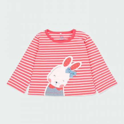 Girl rabbit striped LS shirt 1