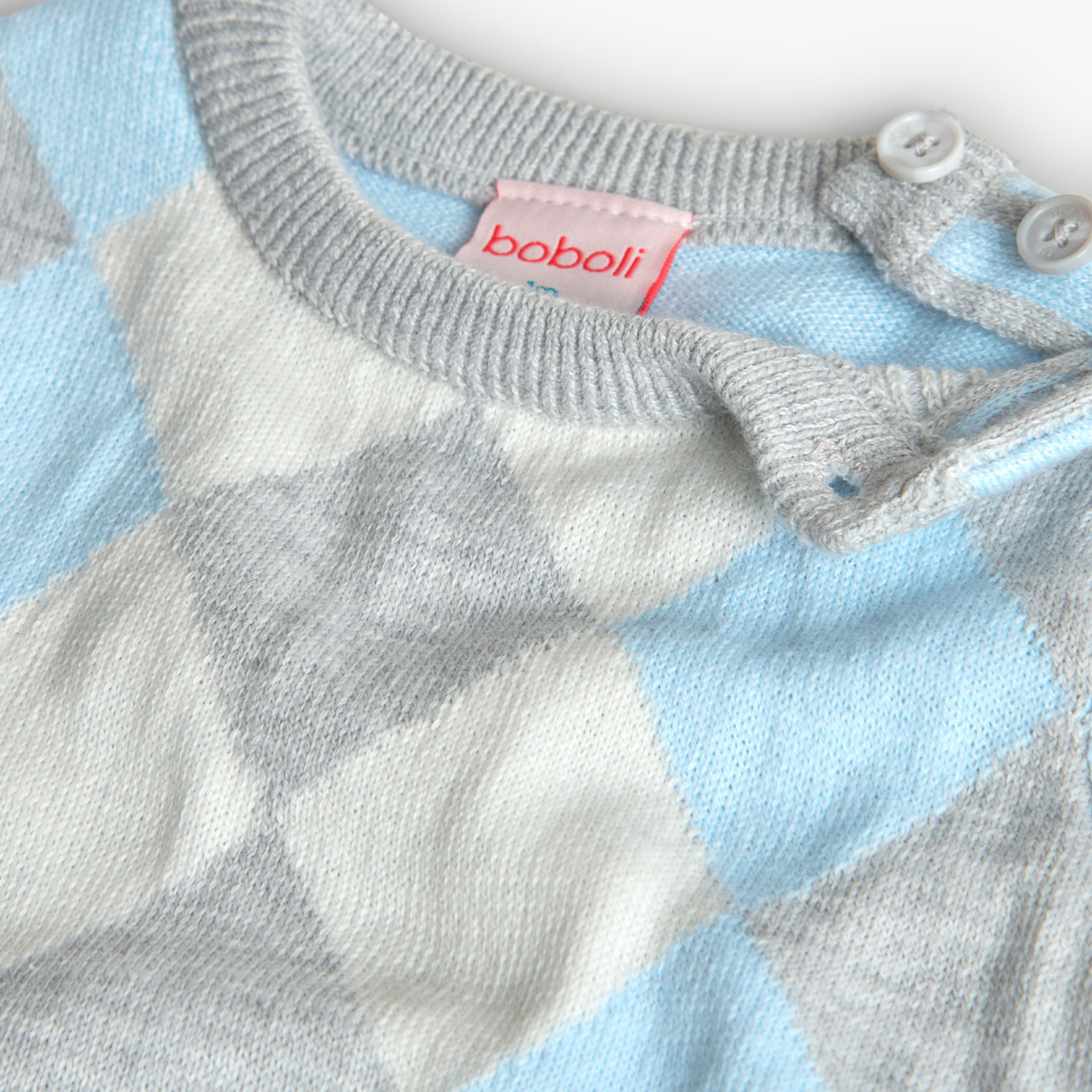 Sky Blue Baby Sweater with Diamond Pattern 3