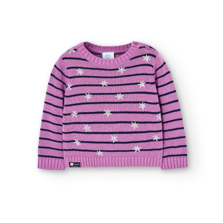 Mauve Striped Sweater with Silver Stars 1