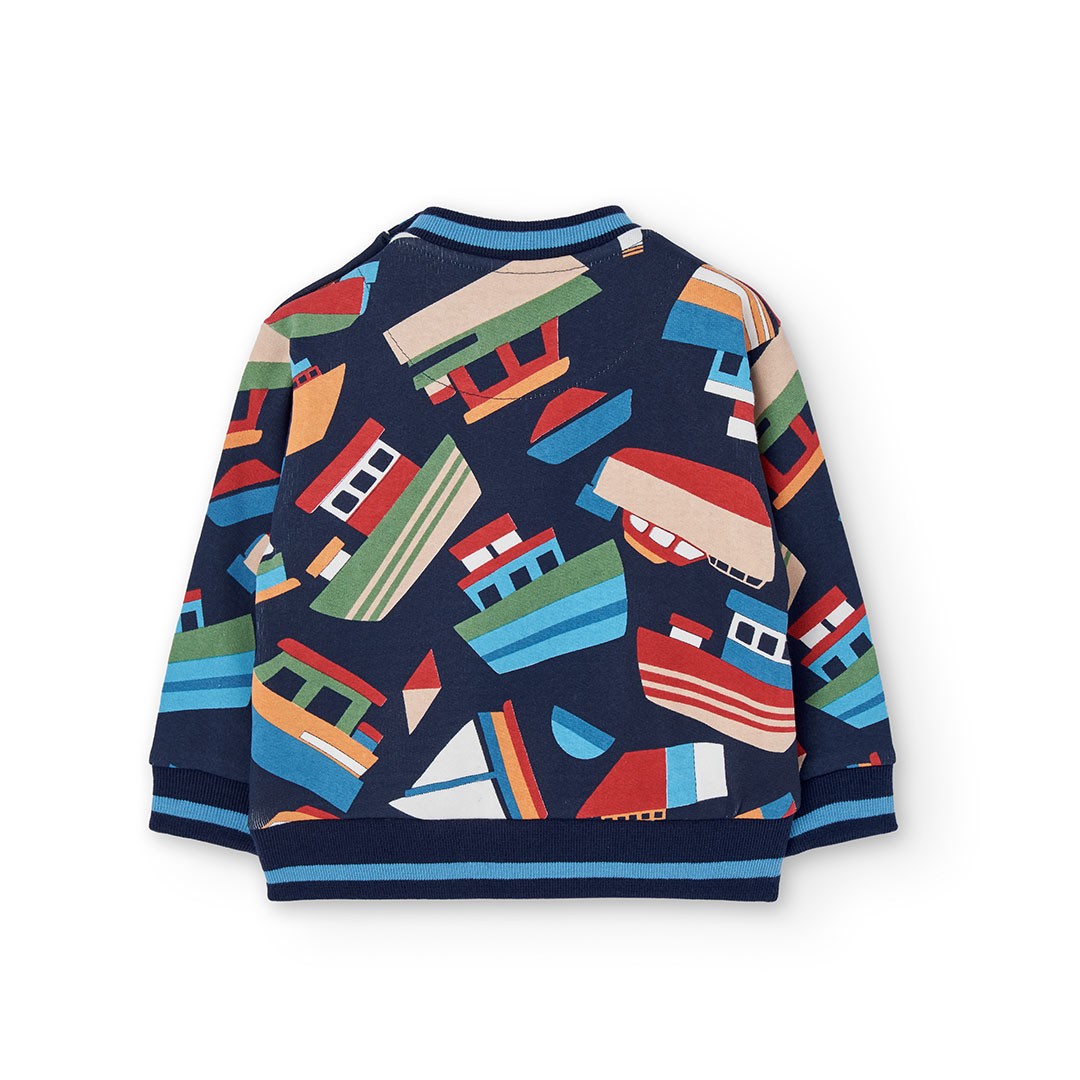 Boats Fleece Sweatshirt in Blue 2