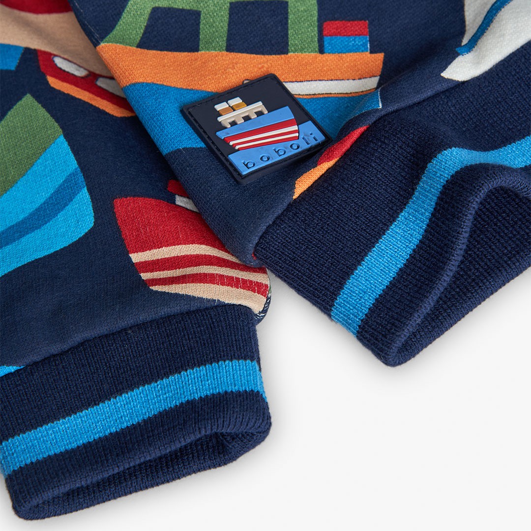 Boats Fleece Sweatshirt in Blue 3