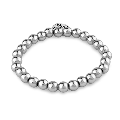 6mm silver bead stretch bracelet 1