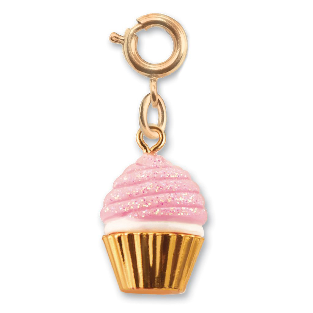 Pink glitter Cupcake charm 1