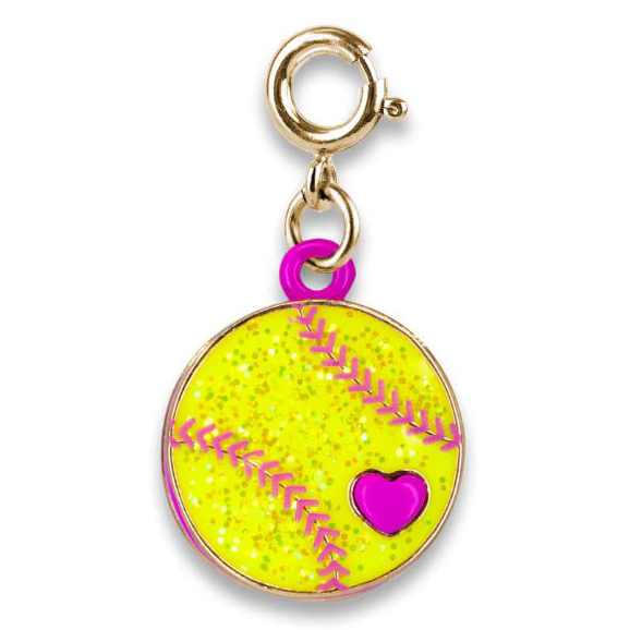 Gold Glitter Softball charm 1