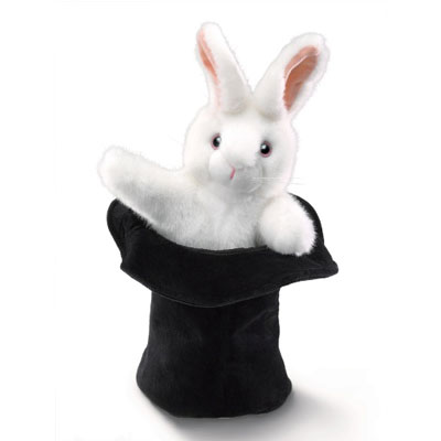 Rabbit in a hat puppet by Folkmanis 1