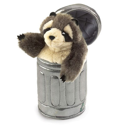 Raccoon in a garbage can puppet 1