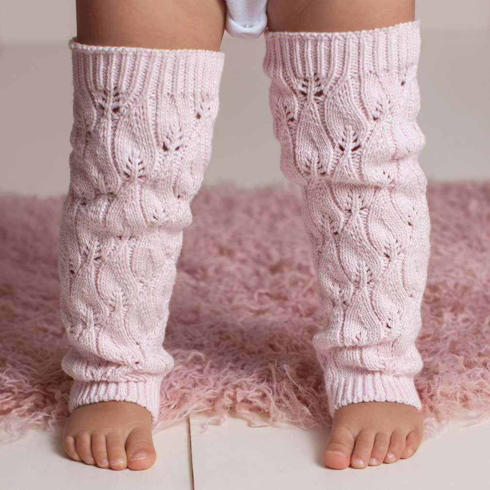 Pink filigree baby legwarmers 1