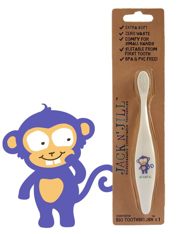 Jack N' Jill Bio Toothbrush (TM) Compostable & Biodegradable Handle Monkey 1