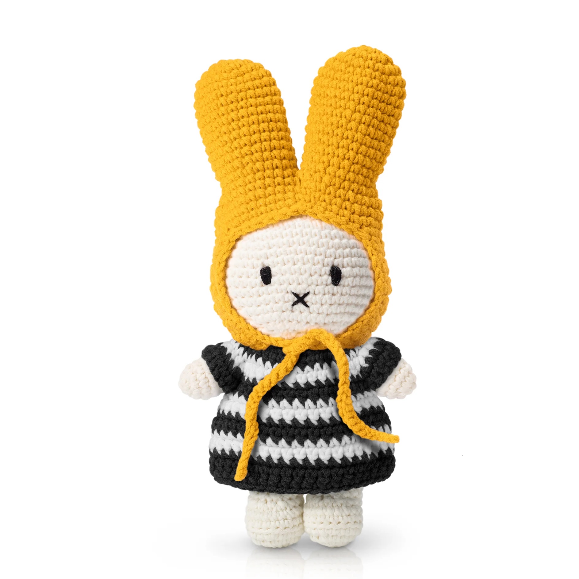 Miffy striped black dress and yellow hat 1