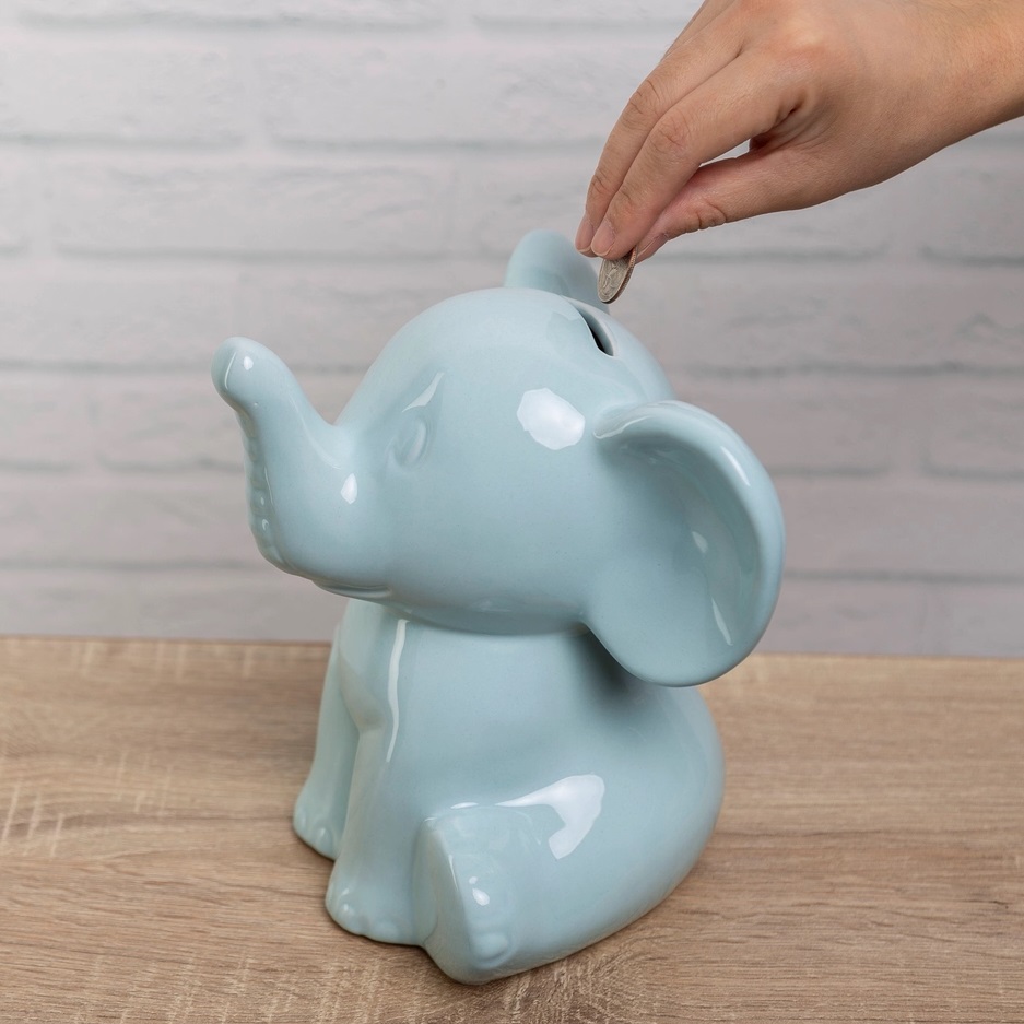 Blue Ceramic Elephant Bank (IN-STORE OR CURBSIDE ONLY) 3