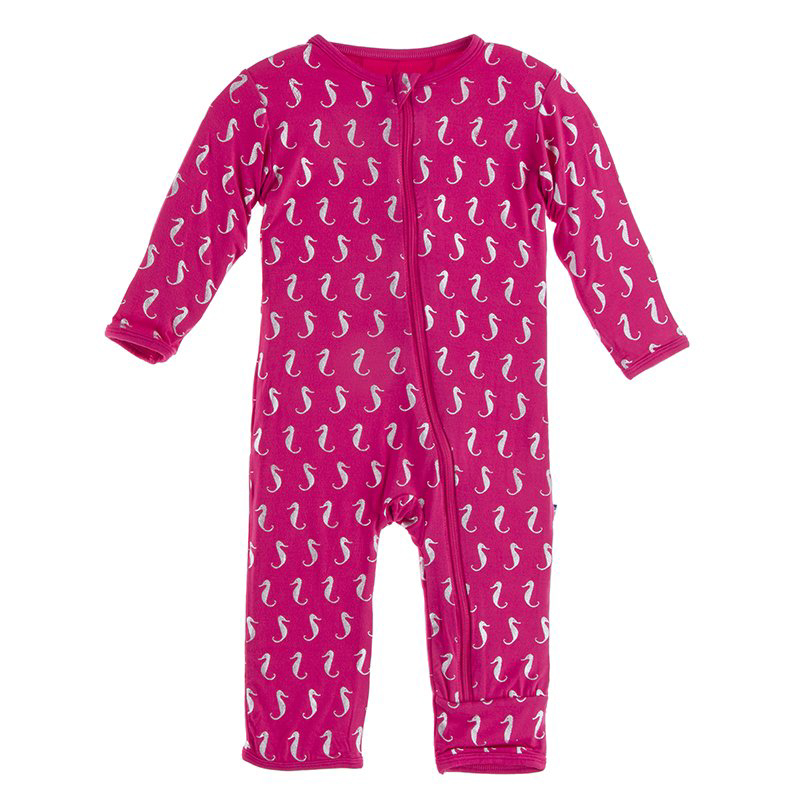 Prickly Pear Mini Seahorses Bamboo Coverall with Zipper 1