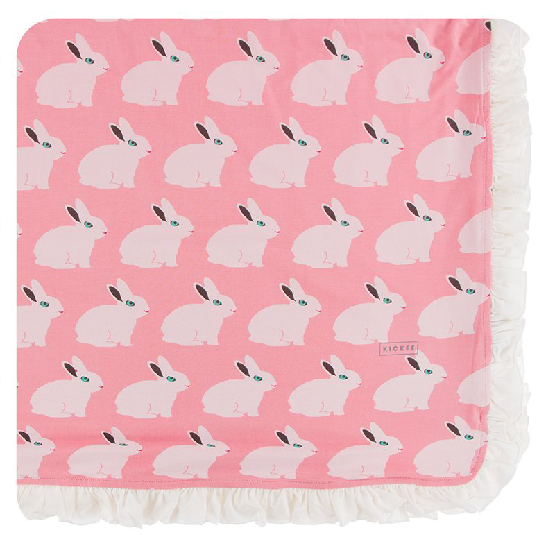 Strawberry Forest Rabbit Ruffle Toddler Blanket (One Size) 1