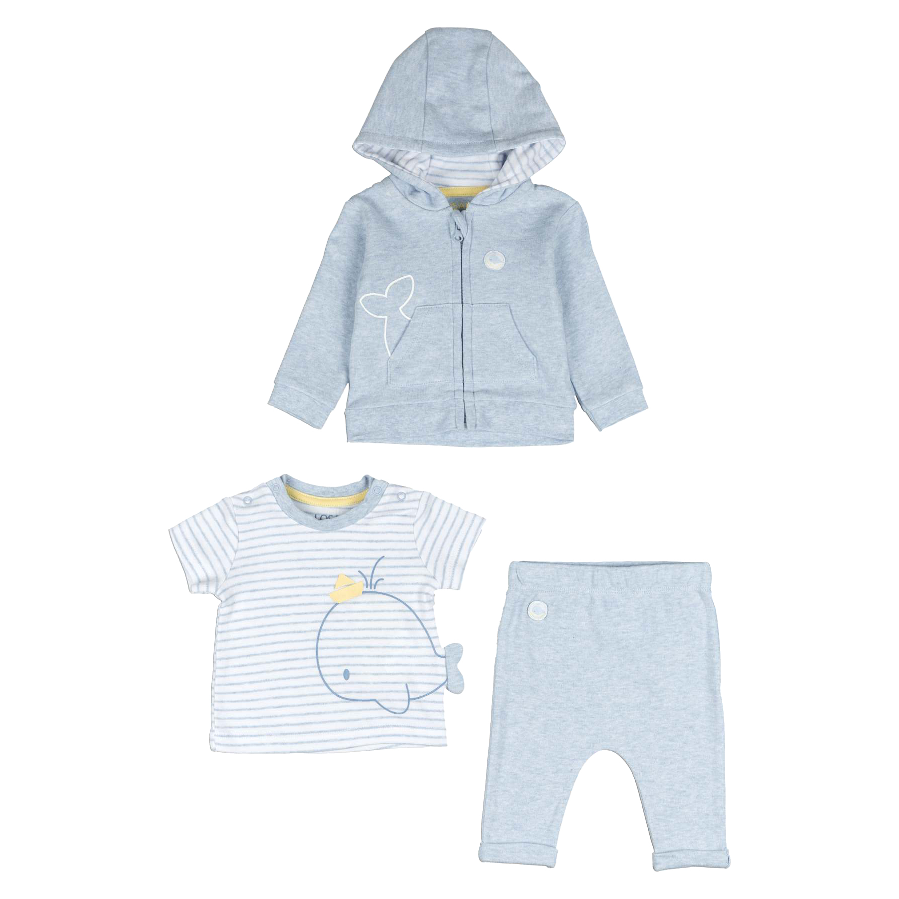 Blue melange lightweight whale hoodie,pants and shirt 1