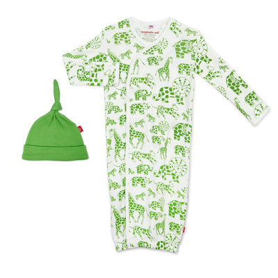 Green avant gardimal organic magnetic gown set 1