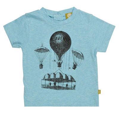 Blue hot air balloon organic t-shirt - 3-6 months 1