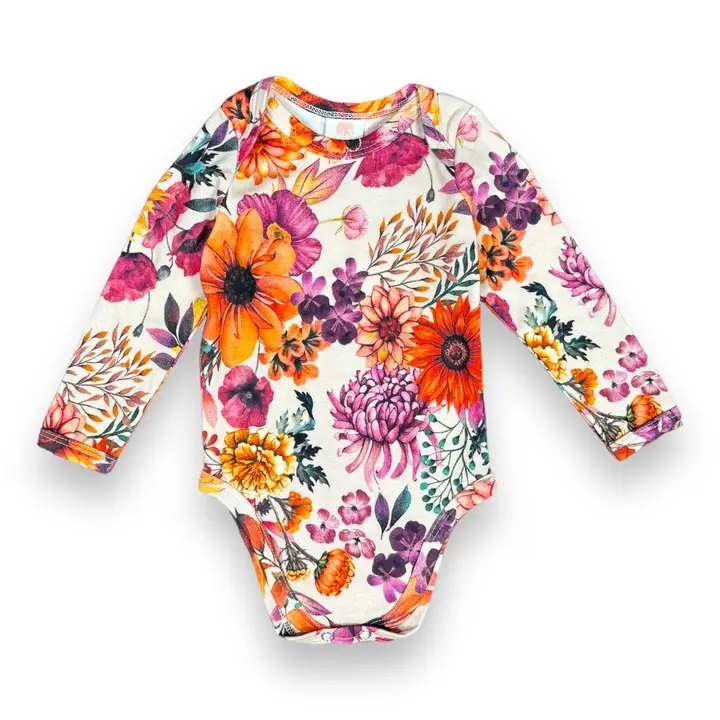 Cottage Floral Organic LS Bodysuit 1