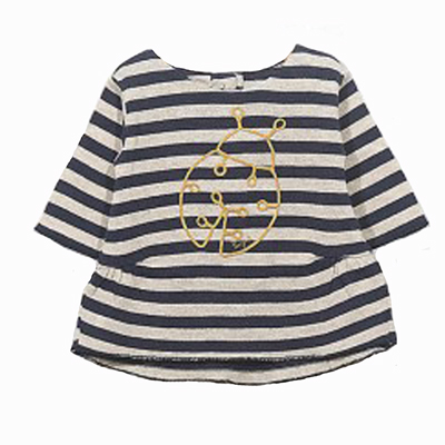 Striped ladybug tunic dress - 6 months 1