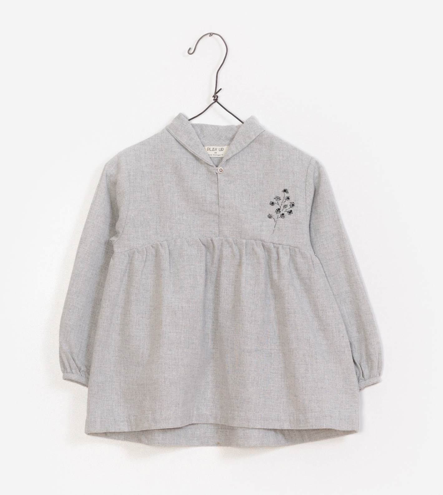 Grey woven tunic with floral accent 1