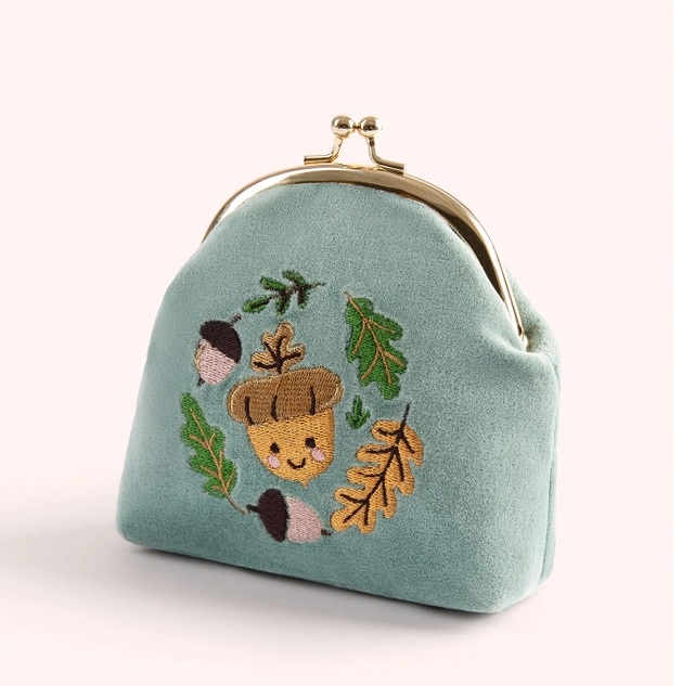 Happy Acorn Velvet Coin Purse 1