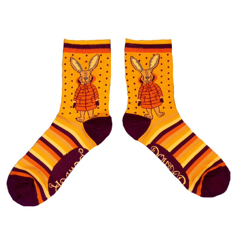 Puffa Jacket Bunny Ankle Socks in Mustard 1