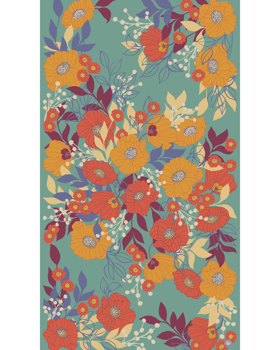 Autumn floral print scarf 2