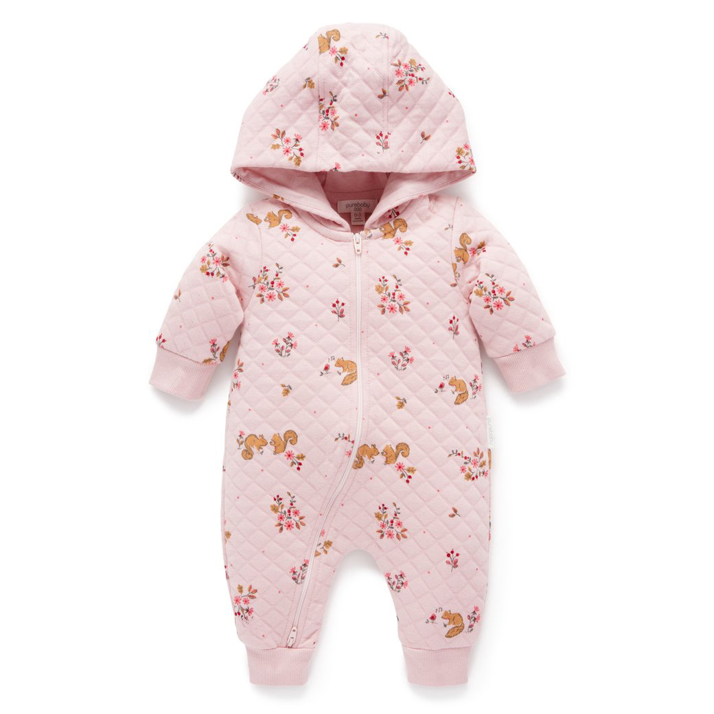 Acorn and squirrels quilted hooded suit - 6-12 months 1