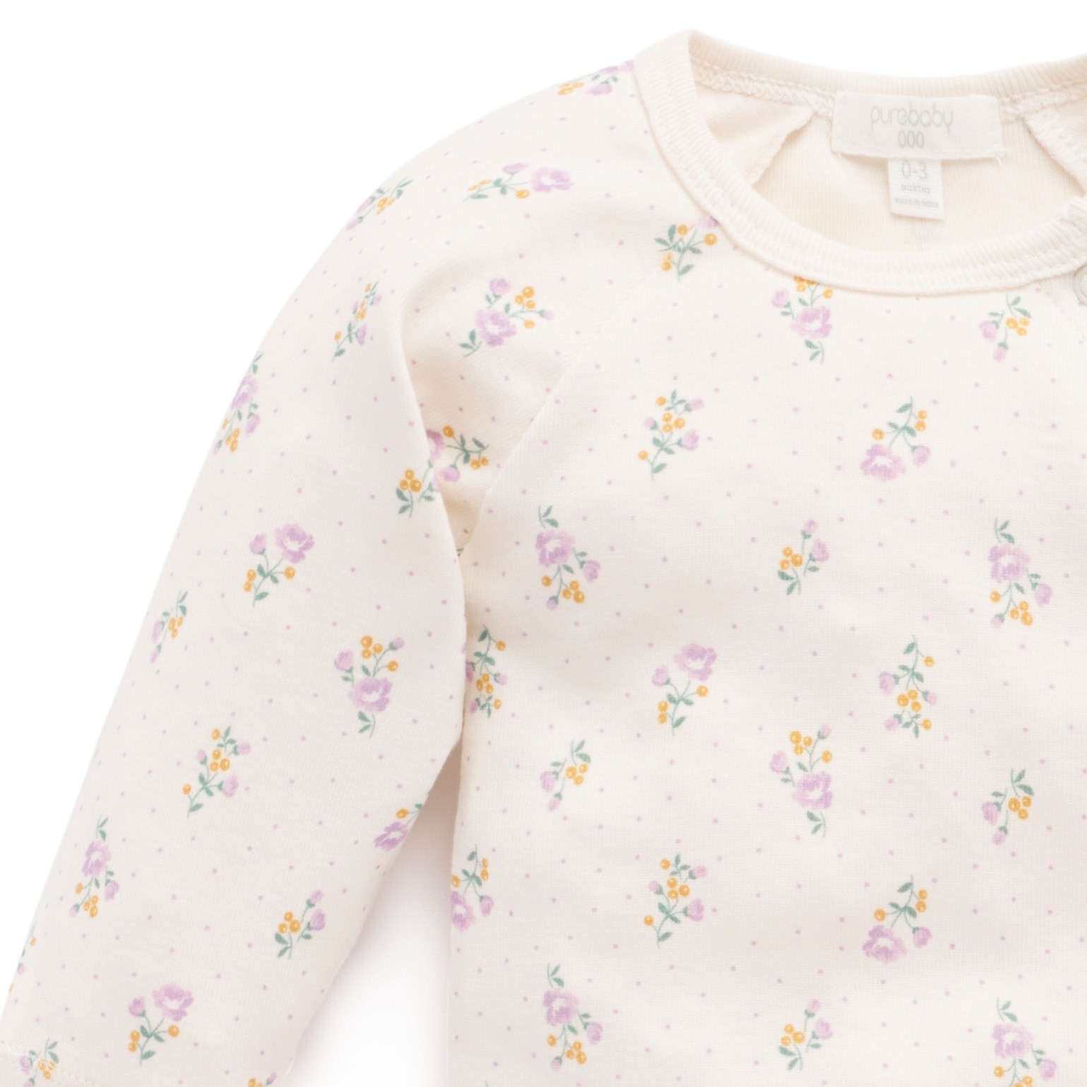 Floral print and Goose applique long sleeve organic cotton bodysuit 2 pack 3