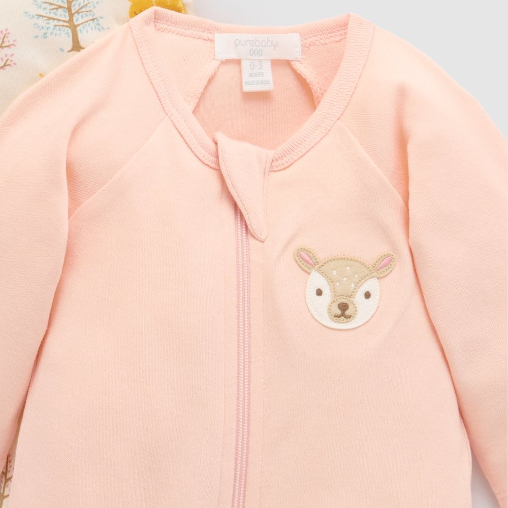 Woodland 2 pack of Organic Cotton Growsuits by Pure Baby 2