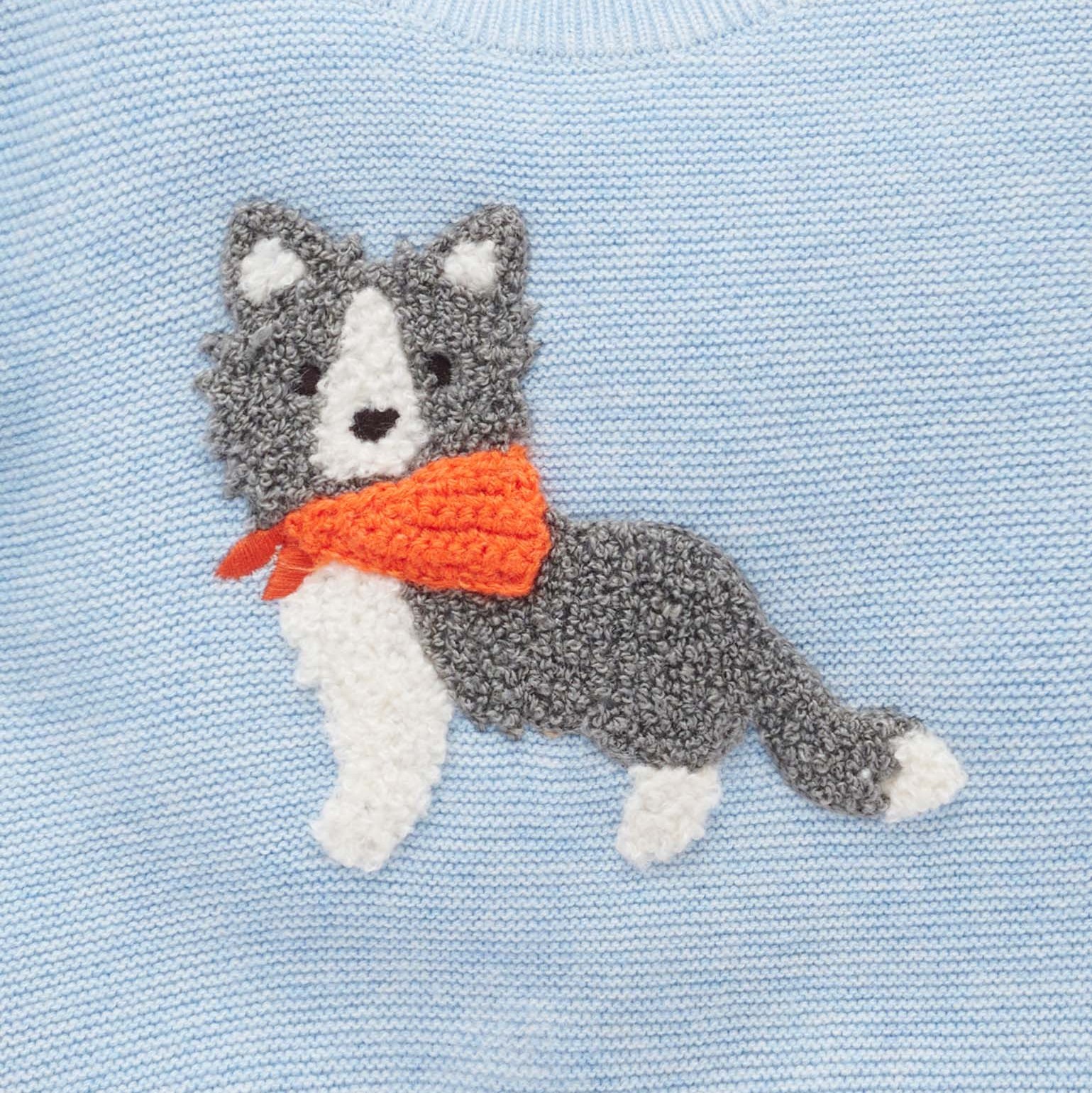 On the Farm Sweater in Blue by Pure Baby 2