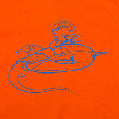 Rhino and rocket ship toddler t-shirt on orange by Rhino Mittens 2