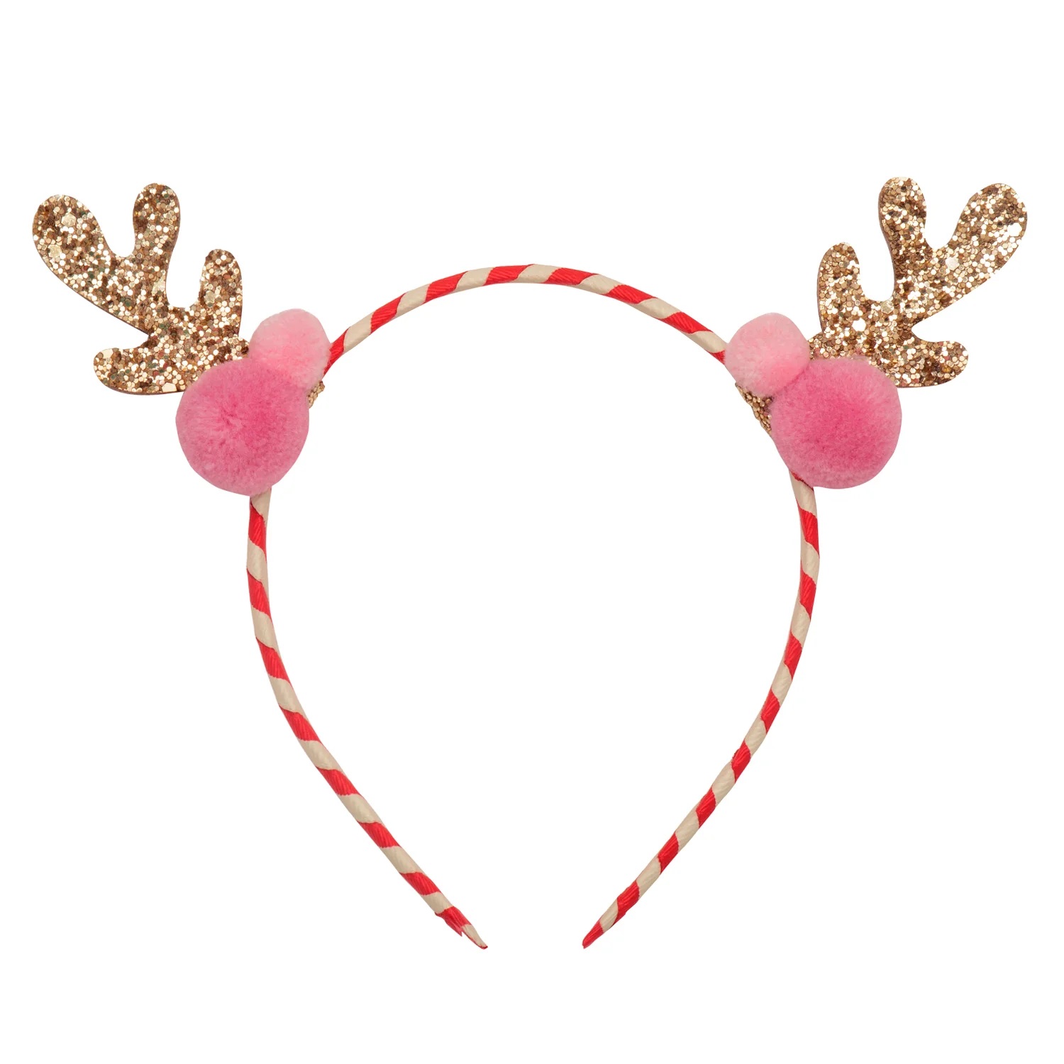 Stripy Pom Pom Reindeer Headband 1