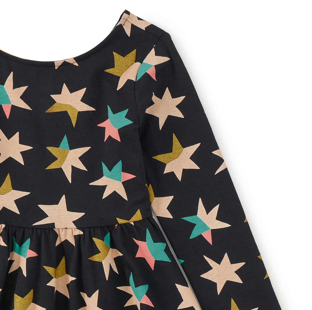Colorblock Metallic Stars Printed Ballet Dress 2