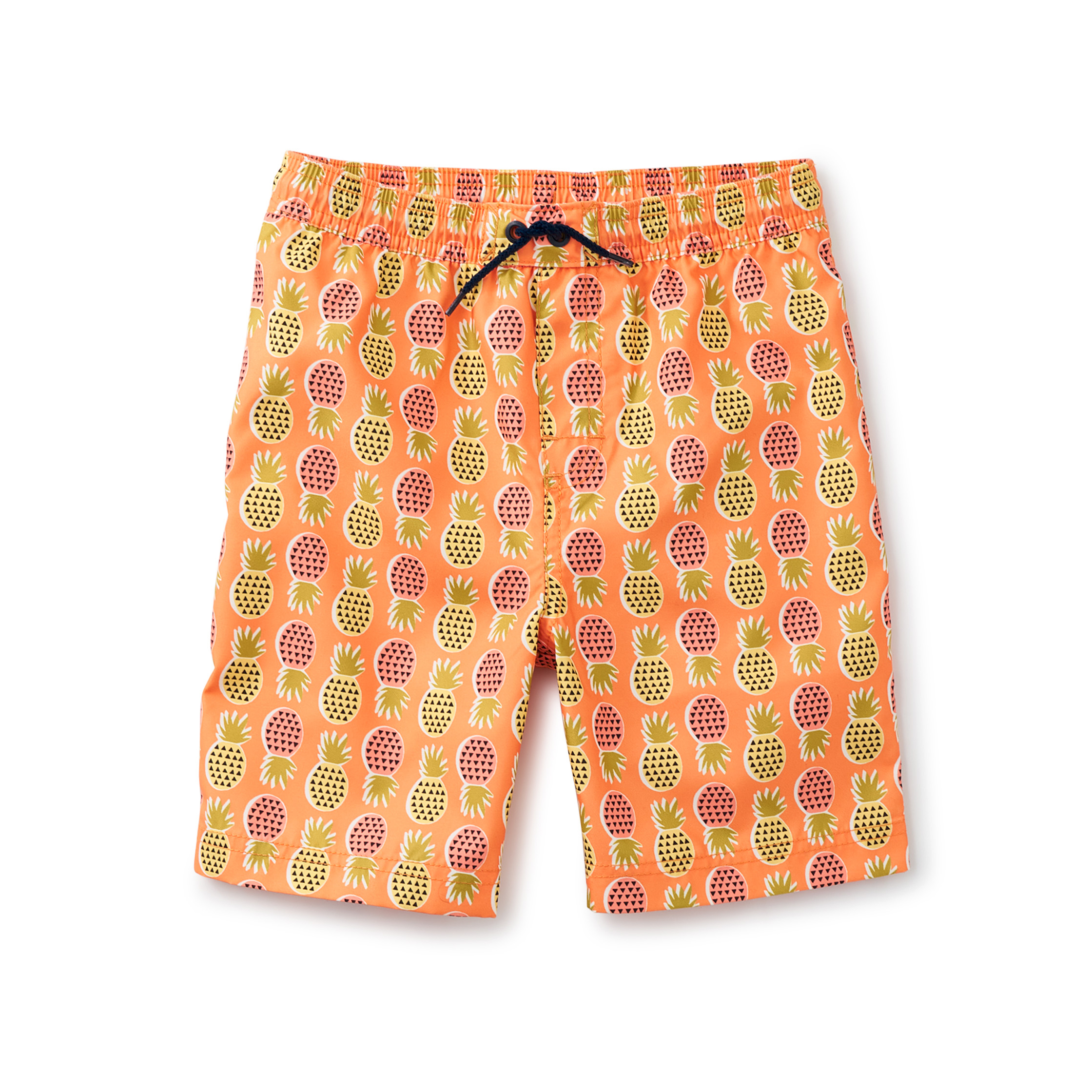 Pineapple Party in Orange full-length swim trunks 1