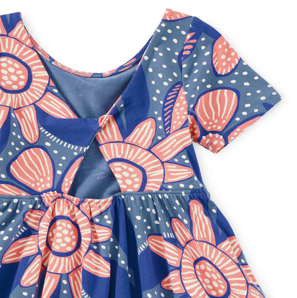 Oversized Dot Floral Twist Back Ballet Dress 2