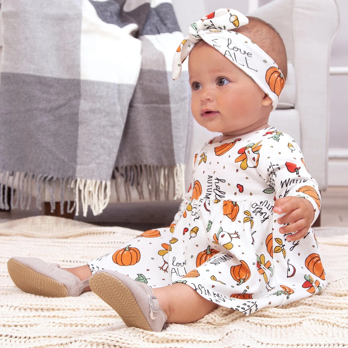 Pumpkin Harvest Thanksgiving Cotton Dress 2