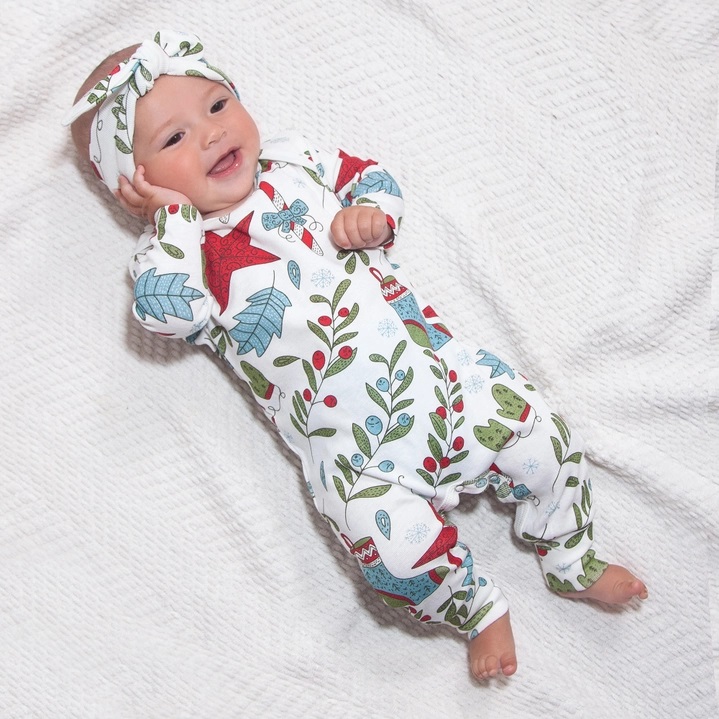 Baby's Christmas Fancy Bamboo Romper 2