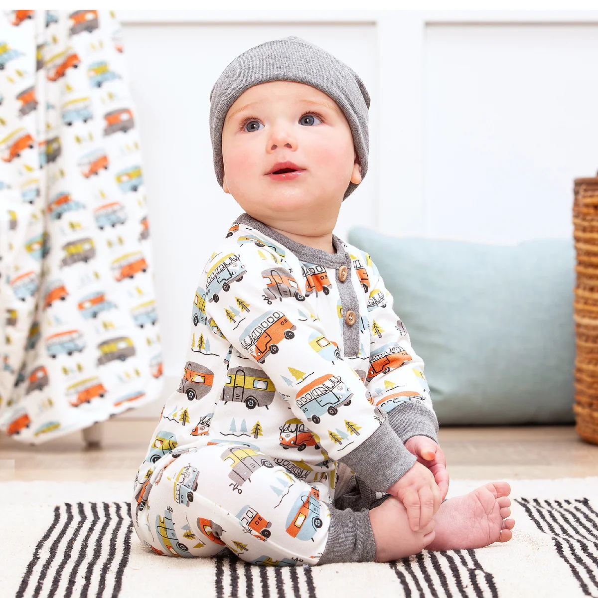 Happy Camper Bamboo Henley Romper 2