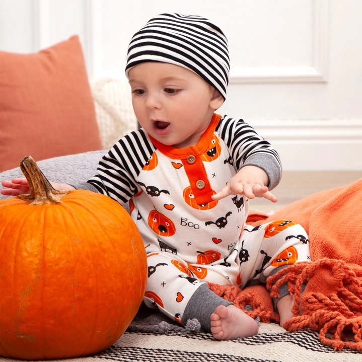 Baby's Halloween Playful Pumpkins Bamboo Romper 2