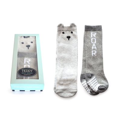 Teddy Boot Socks, 0 - 12 Months, 2 Pack 1