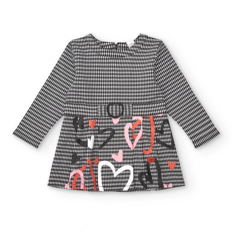 Black check and hearts dress with buckle 1