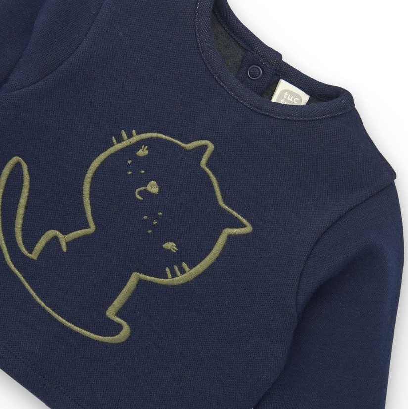 Navy and Yellow Cat Sweatshirt and Cuffed Pants 3