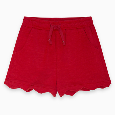 Red scallop shorts 1