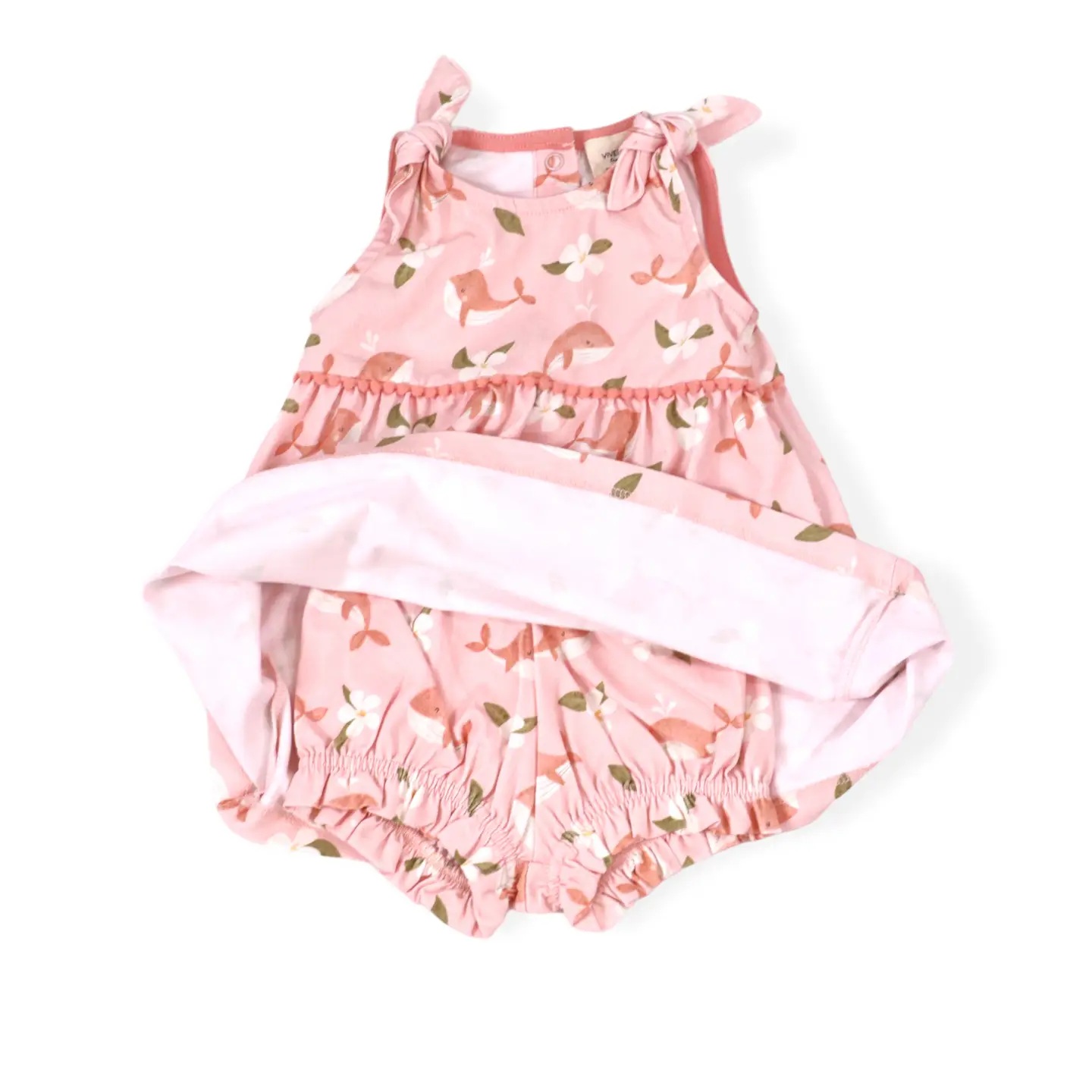 Gardenia Whales Organic Jersey Dress and Bloomer Set 2